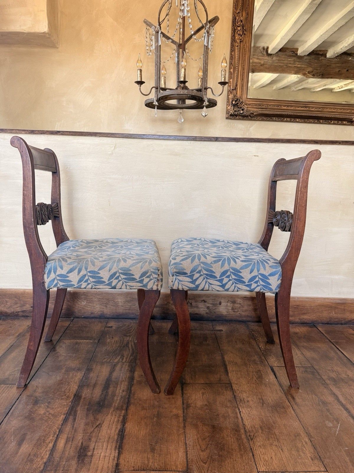 Fine Quality Pair Of Antique Rosewood Regency Chairs In Need Of Reupholstering photo 299.0