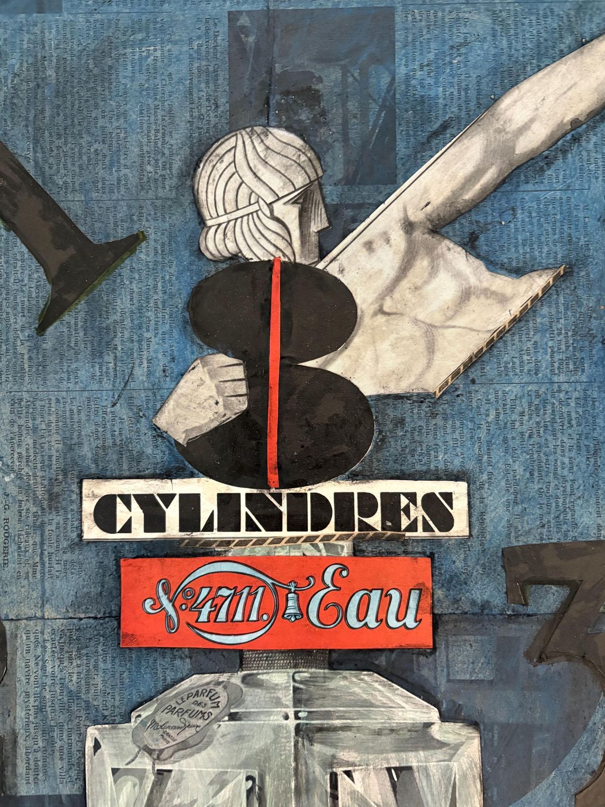 1930s French Mixed Media/Gouache/Collage On Panel Dadaism Dada Industrial Composition Modernist Modernism Avant Garde Cubism Cubist photo furniture