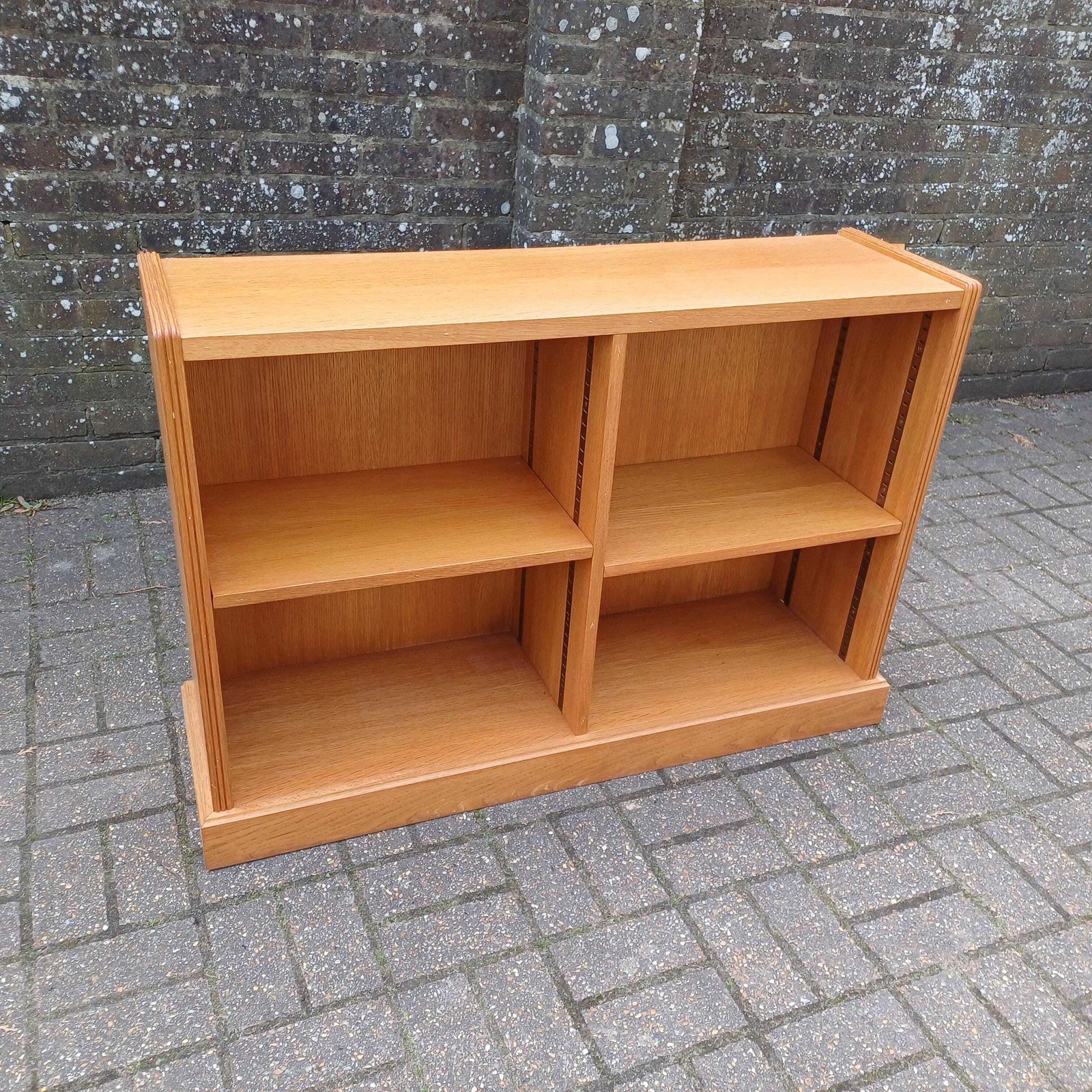 Antique Style Oak Veneer Bookcase | 1920s Stripped Oak Look | Adjustable Shelves | Vintage Style Bookshelf photo furniture
