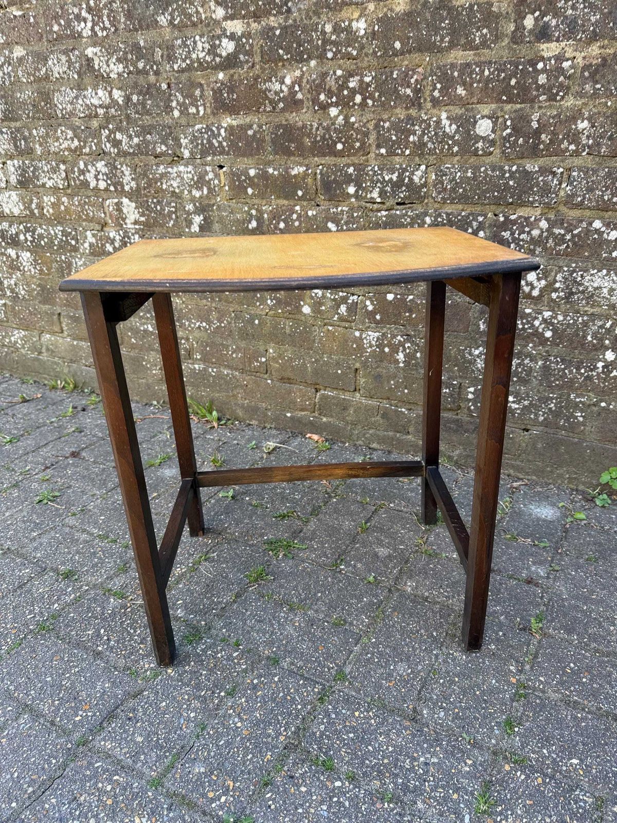Unique Hand Sanded Retro Vintage Oak Table, Lamp Table, Sanded Plant Stand, Vintage Table (46cm X 50cm X 37cm) photo Furniture