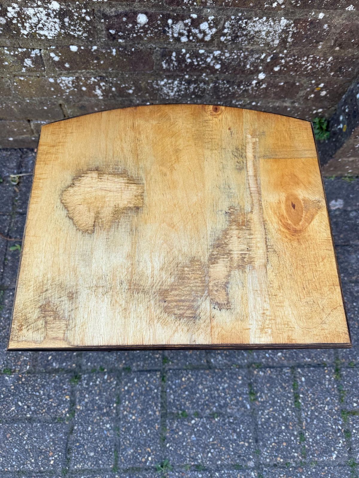 Unique Upcycled Retro Vintage Small Table, Small Vintage Plant Stand, Vintage Oak Table, Lamp Table 38cm W, 47cm H, 34cm Deep photo vintage
