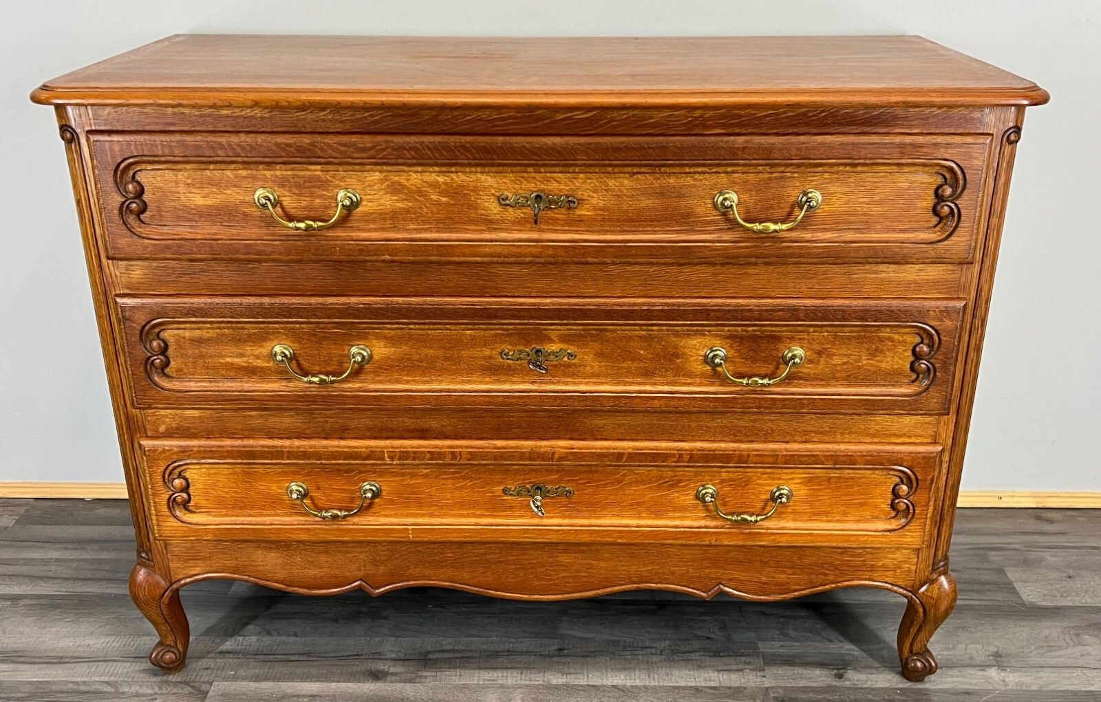 Vintage French Oak Chest Of Drawers Tallboy Louis XV Style Cabinet  – Lot 3770 photo furniture