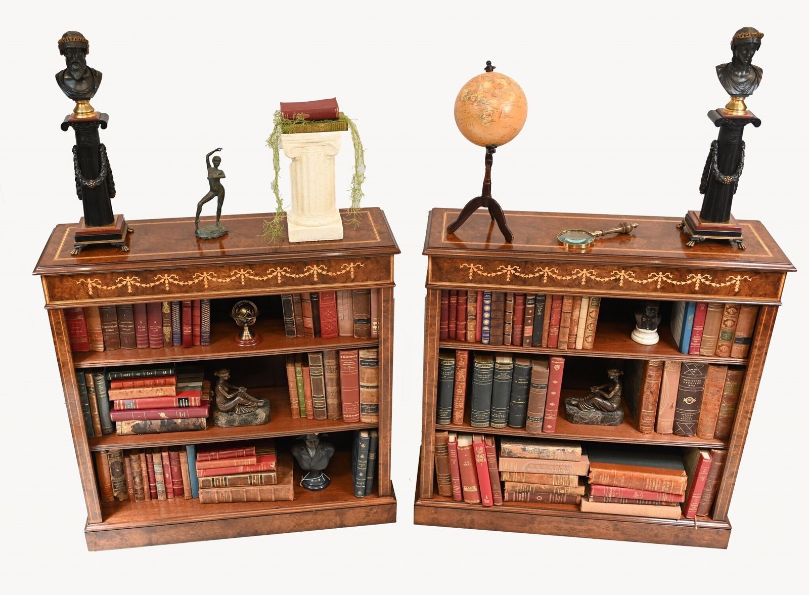 Pair Sheraton Bookcases   Walnut Low Open Front Bookcase photo Furniture