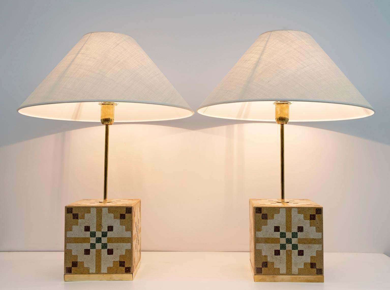 Pair Of Liberty Era Italian Cementite Table Lamps photo Lighting