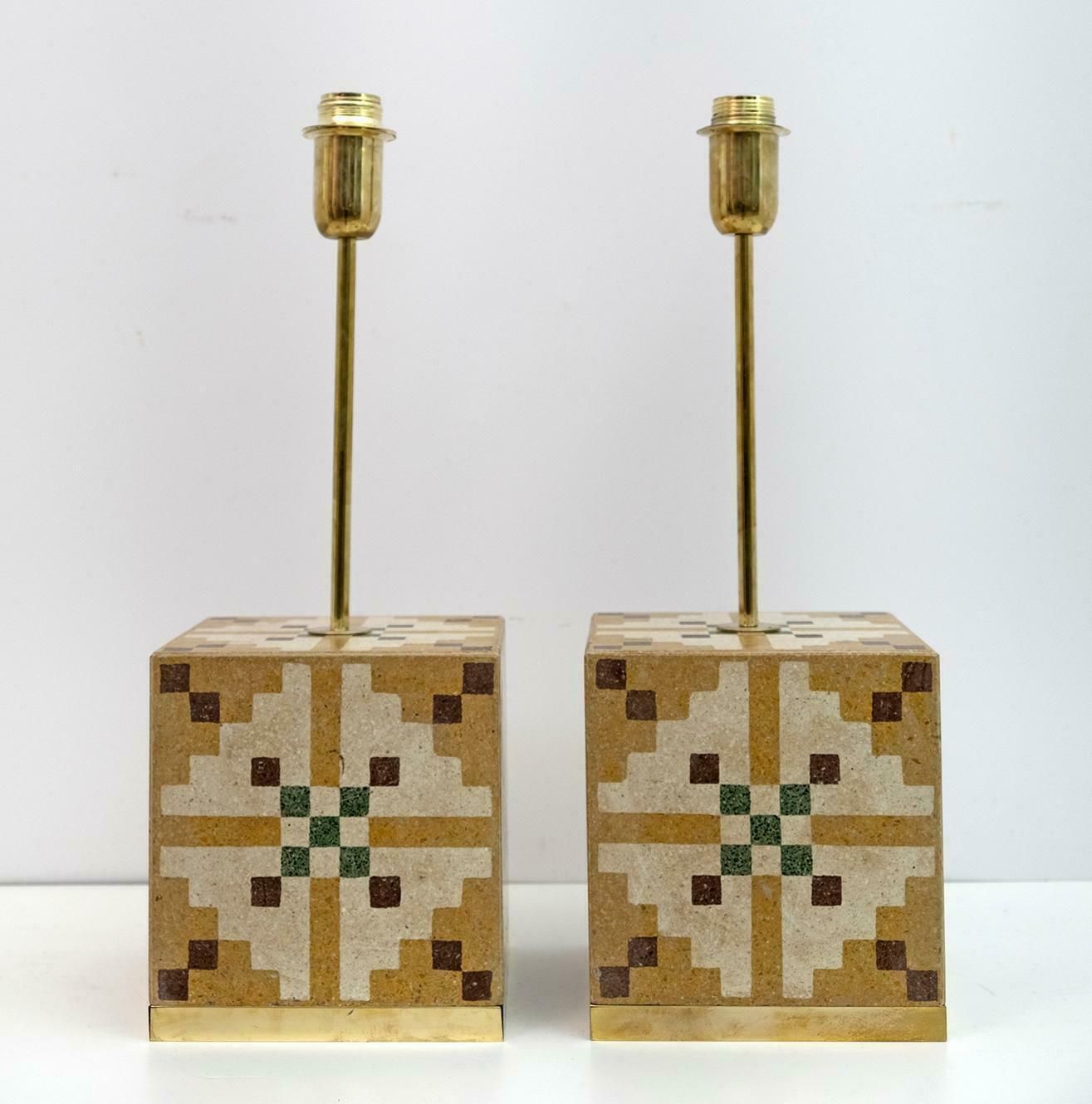 Pair Of Liberty Era Italian Cementite Table Lamps photo vinterior