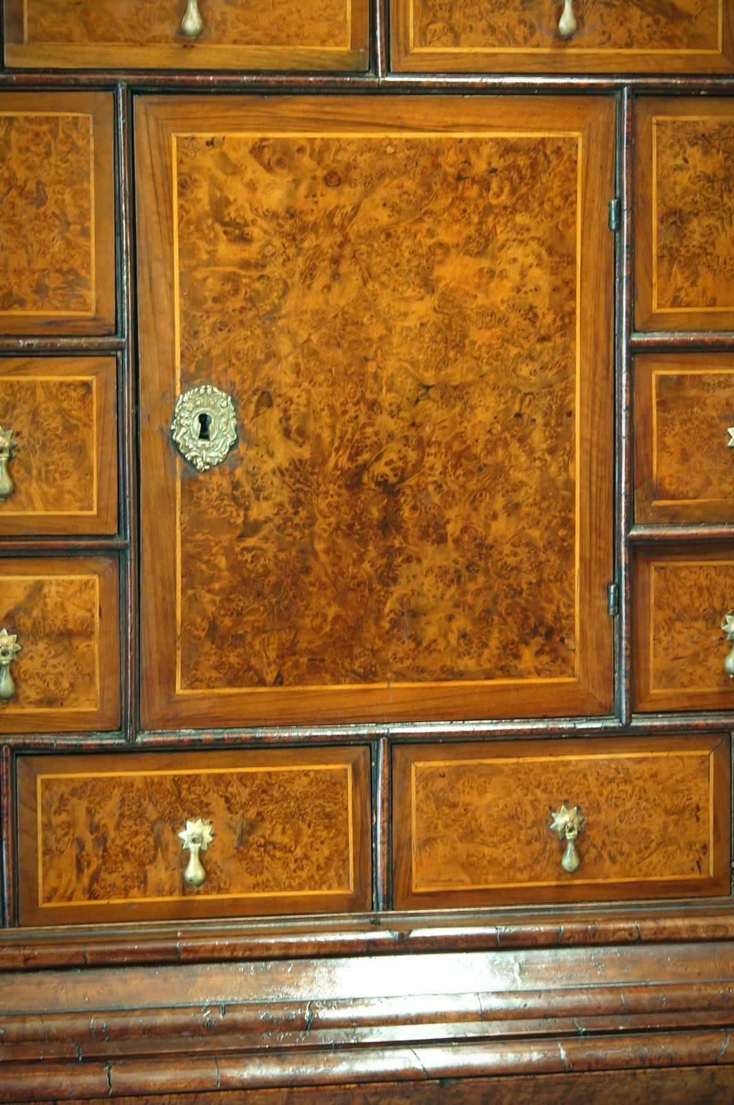 William And Mary Burr Amboyna Cabinet On Chest. photo for sale