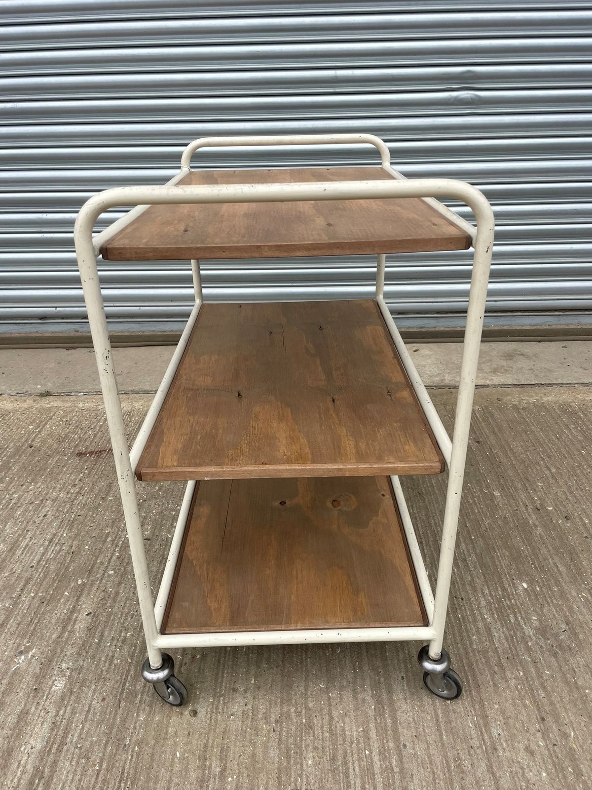 1950s Tubular Steel Three Tier Canteen Trolley photo furniture