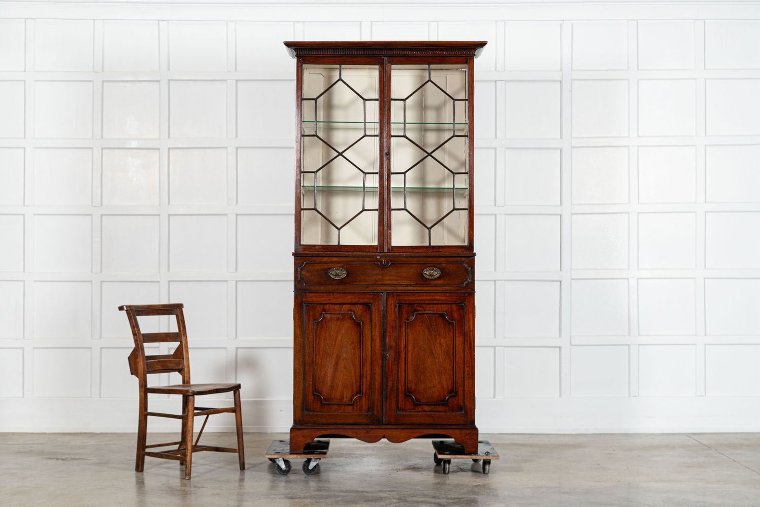 George III English Mahogany Glazed Bookcase Secretaire photo for sale