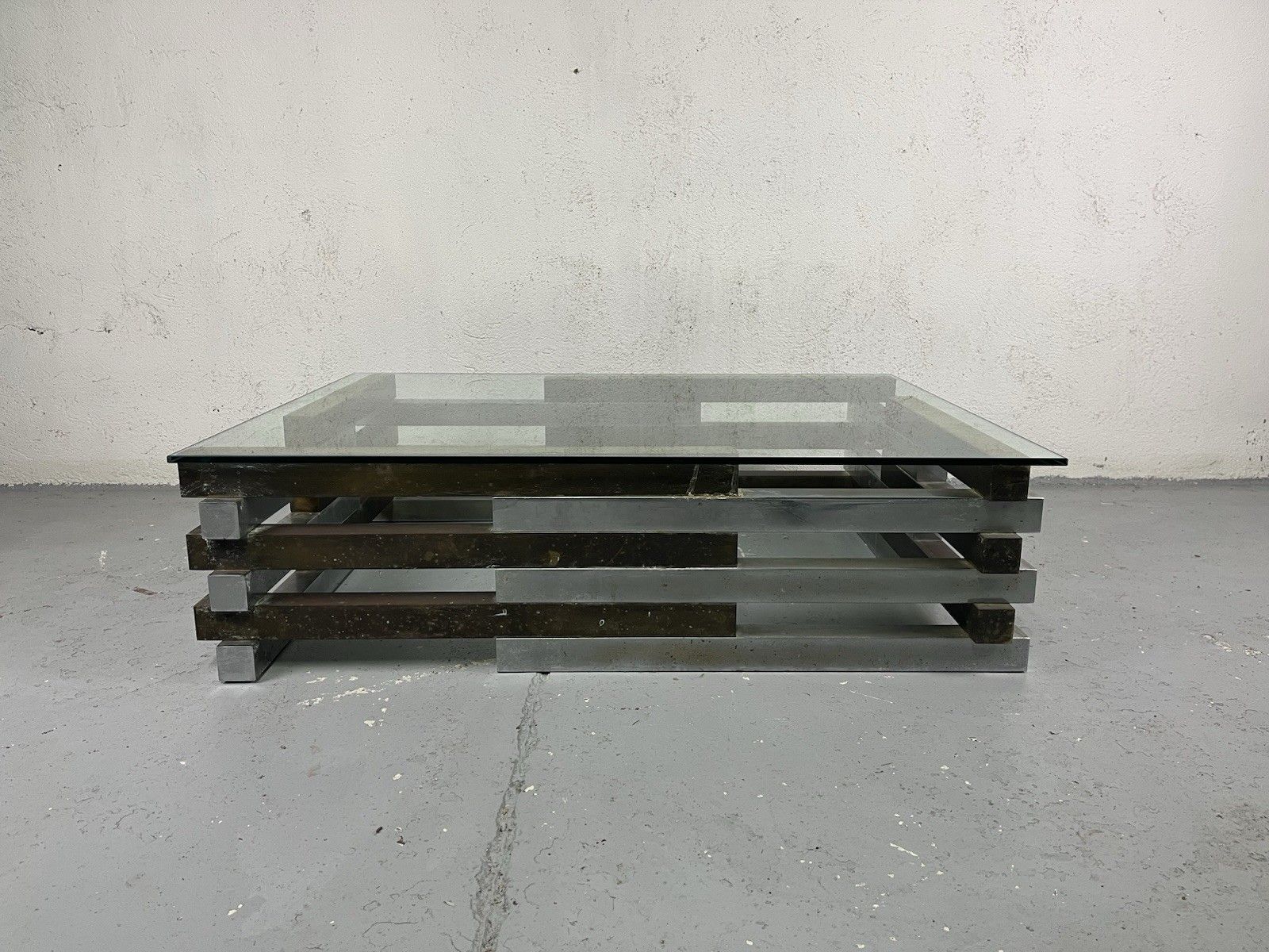 Romeo Rega 70’s Vintage Design Brass Steel Coffee Table