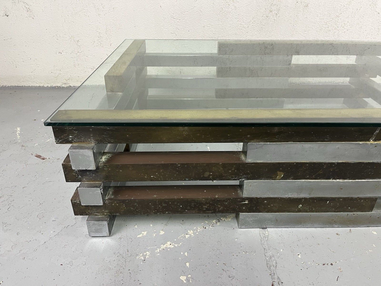 Romeo Rega 70’s Vintage Design Brass Steel Coffee Table photo buy