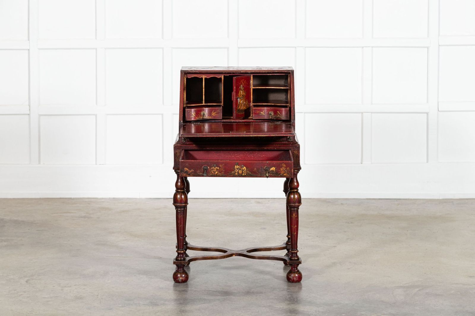 English Decorative Chinoiserie Bureau Writing Desk photo for sale