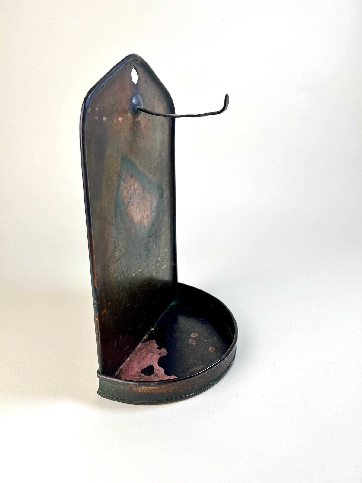 Vintage Copper Wall Sconce Shelf | Primitive Folk Art Religious Decor | Handcrafted Home Accent | Primitive Religious Altar photo vintage