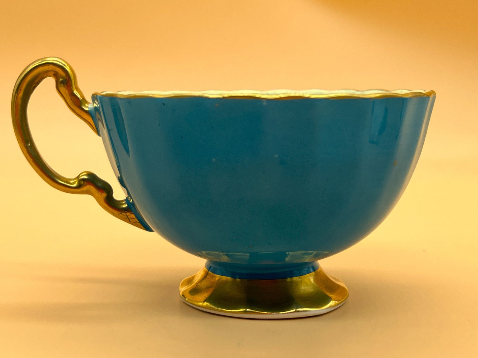 Home Decor Aynsley China Orchard Gold Fruits Signed D Jones Oban Shape Turquoise And Gold Cabinet Tea Cup & Saucer Duo. 1034. photo
