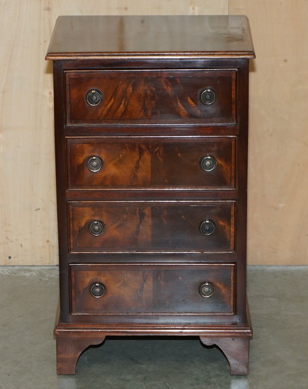 Pair Of Restored French Polished Flamed Mahogany Side Table Chest Of Drawers photo Furniture