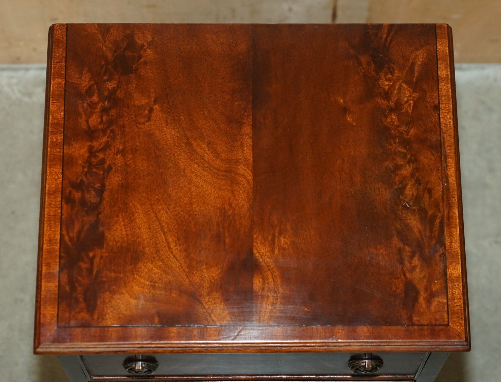 Pair Of Restored French Polished Flamed Mahogany Side Table Chest Of Drawers photo buy
