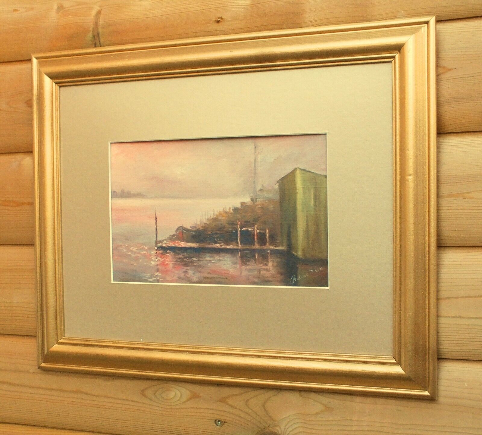Sunset On The Thames London Antique Oil Painting Framed Signed Original photo 350.0
