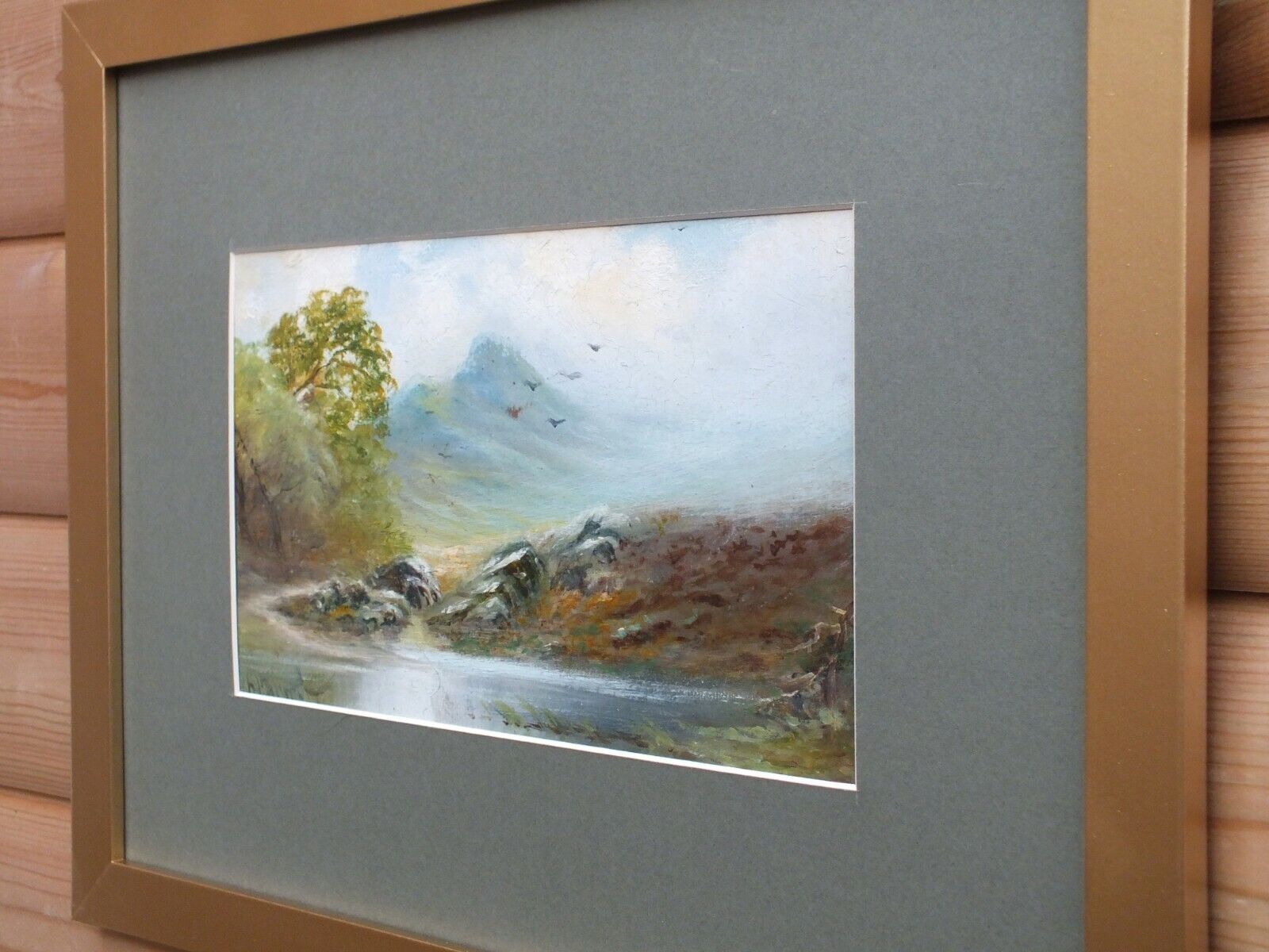 Scottish Highlands Mountain Landscape Antique Oil Painting Framed Mounted photo buy