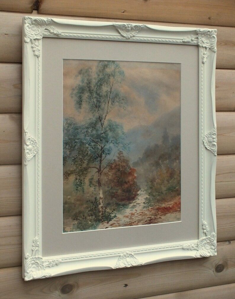 Antique Vintage Watercolour Painting Landscape Framed Original New Swept Frame photo buy