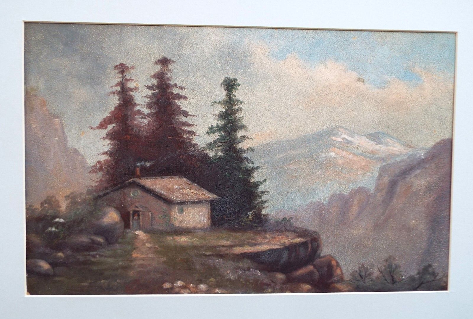 photo furniture Antique Framed Landscape Original Oil Painting Switzerland Austria Alps