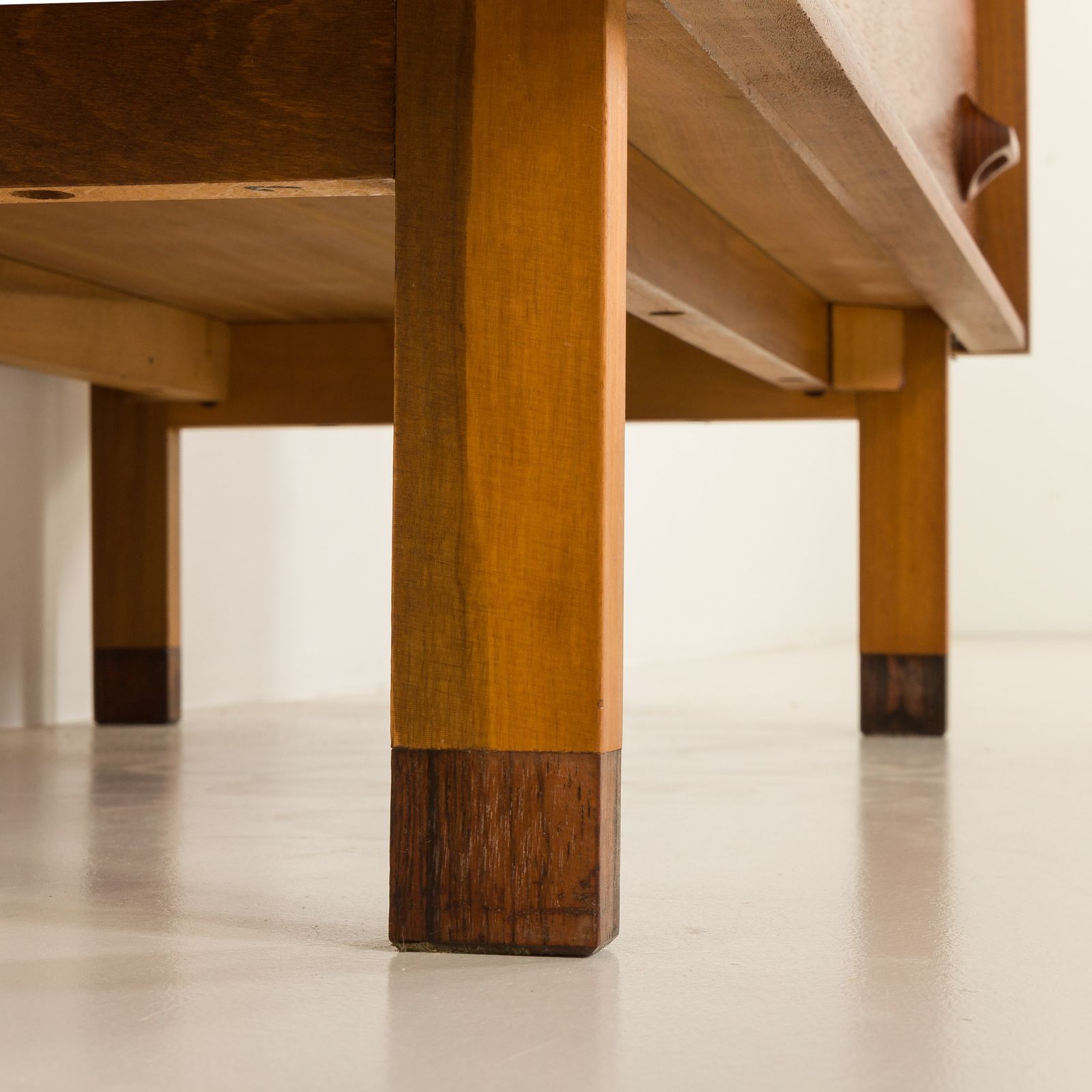 1436.0 Italian Mid Century Extra Wide Walnut Chest Of Drawers With Sculptural Handles, 1960s photo