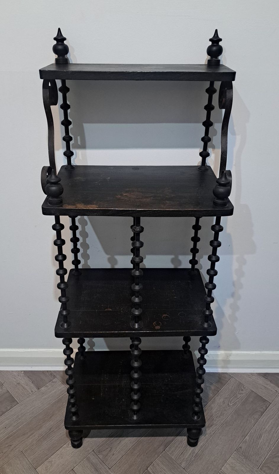 French Napoleon III Ebonised Bobbin Etergere Stand photo furniture