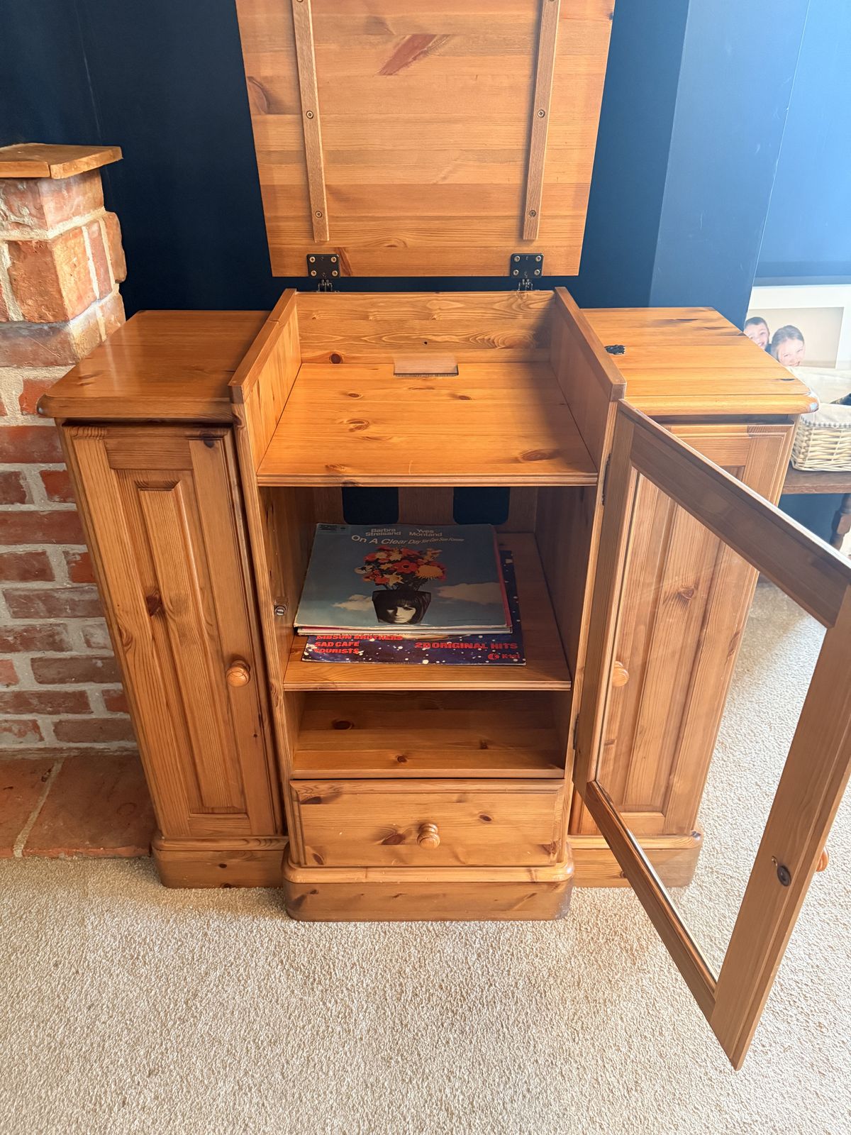 Vintage Ducal Victoria Pine Hi Fi Cabinet With Matching Side Units – 1998 And A Tv Stand photo vintage
