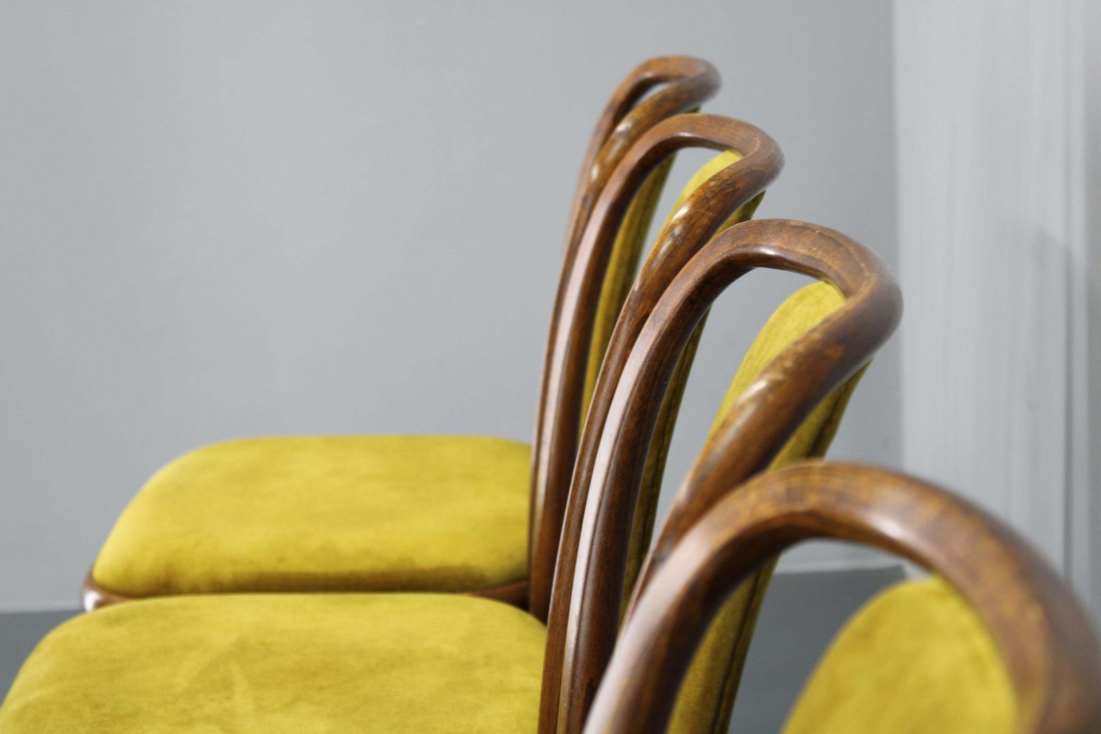 photo for sale 1970s Set Of Four Restored Beech Bentwood Dining Chairs By Ton, Czechoslovakia