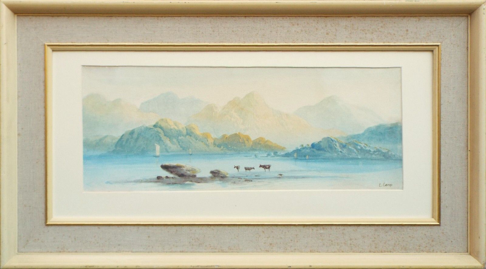 Victorian Watercolour, Framed Original Painting The Lake District By Edwin Earp photo for sale