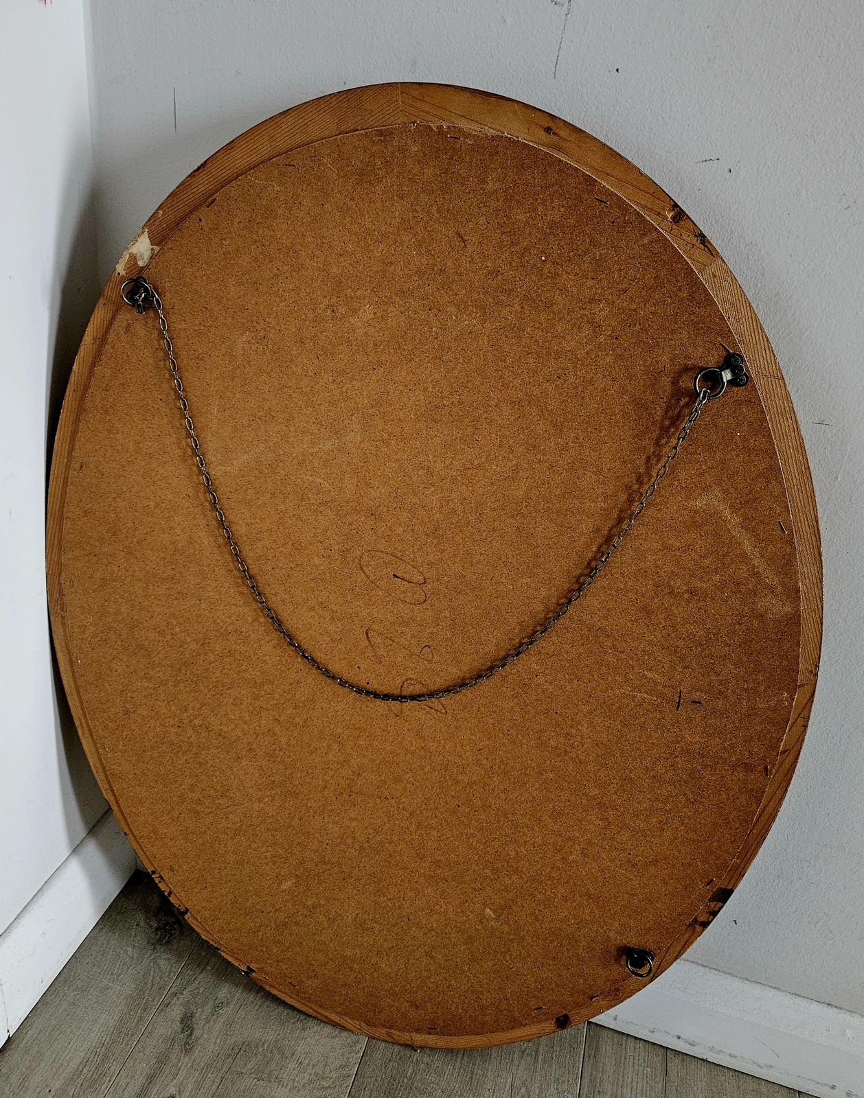 Large, Heavy, Oval Mirror With Gold, Wood Frame And Bevelled Glass photo 275.0