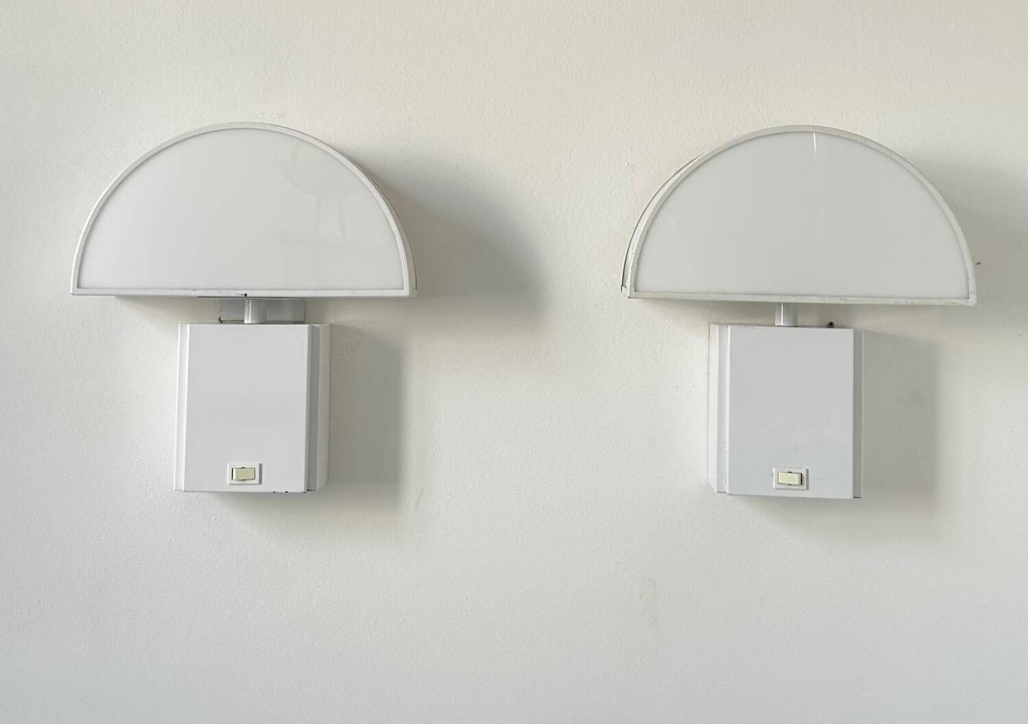 Pair Of Vintage Olympe Guzzini Wall Lights, Metal And Perspex, Italy 1970 photo buy