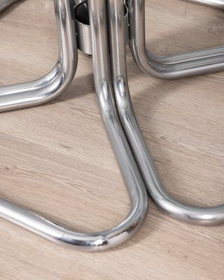 Vintage Square Table In Chrome Metal And Glass, Italian Design, 1970s photo Furniture