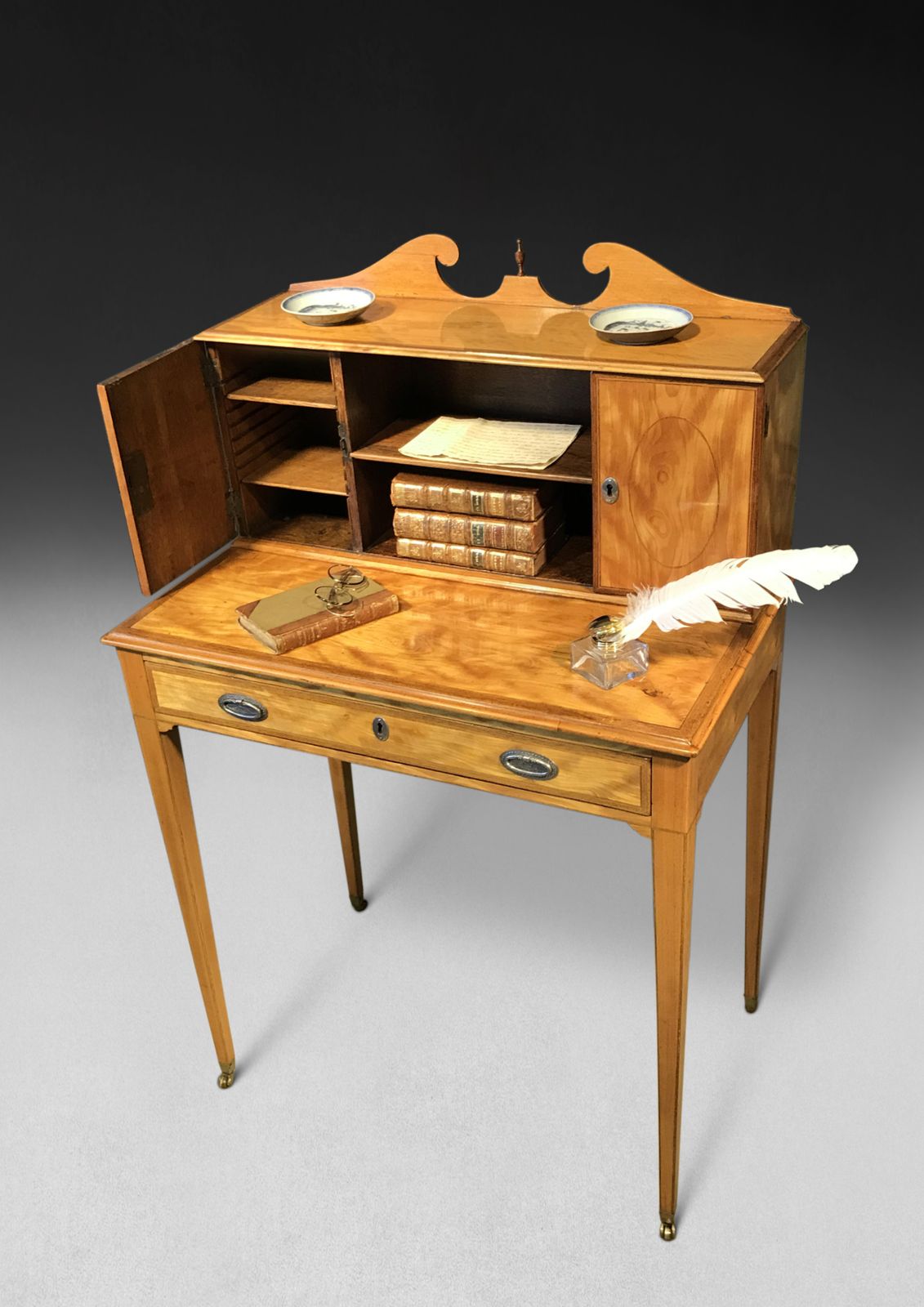 A Fine And Rare Sheraton Period Satinwood Bonheur Du Jour photo furniture