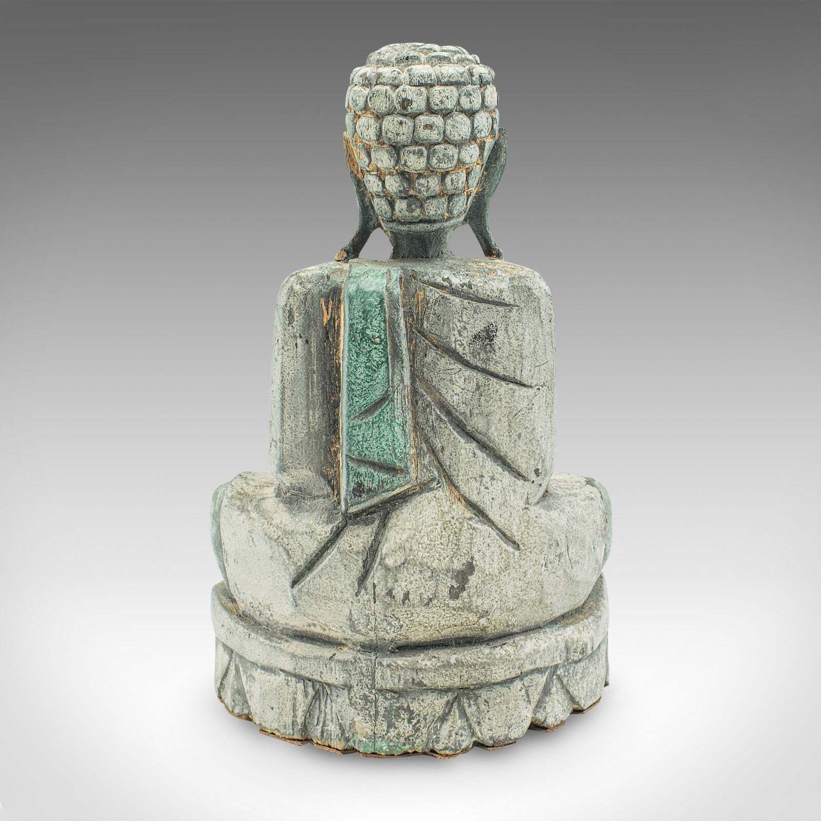 Vintage Carved Deity, Oriental, Bronzed Pine, Buddha Figure, Art Deco, C.1930 photo for sale