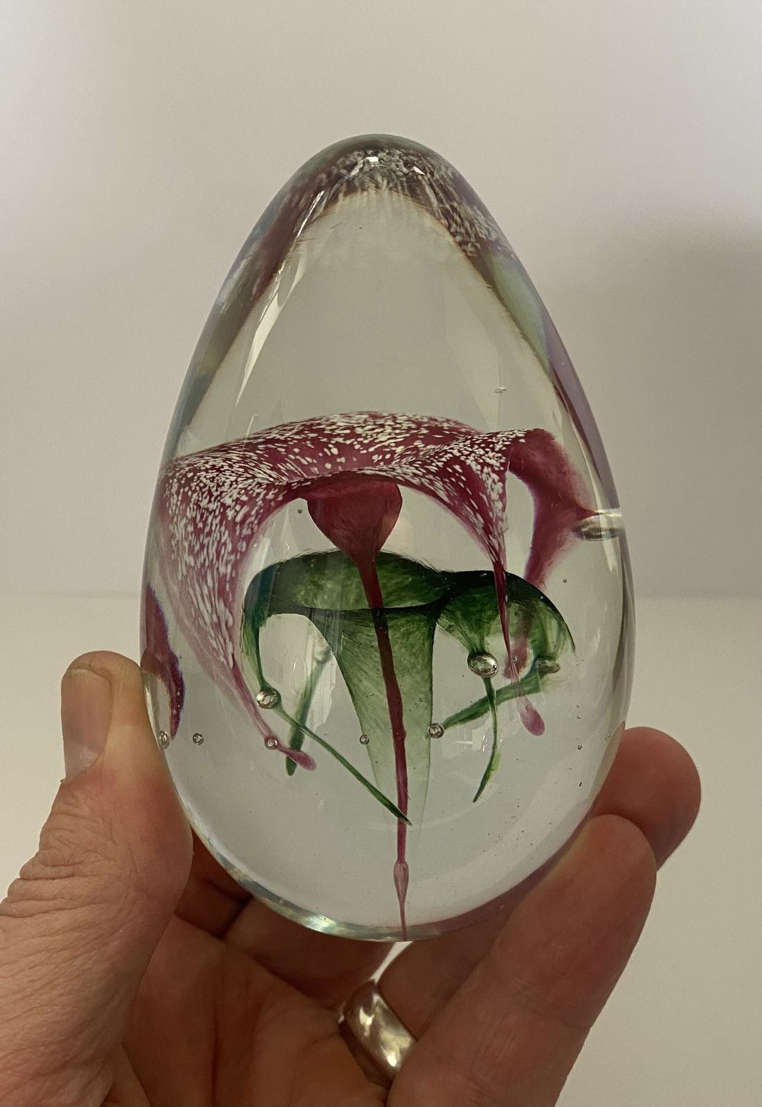 Paul Critchley, Isle Sculptured Glass, Floral Art Glass Paperweight