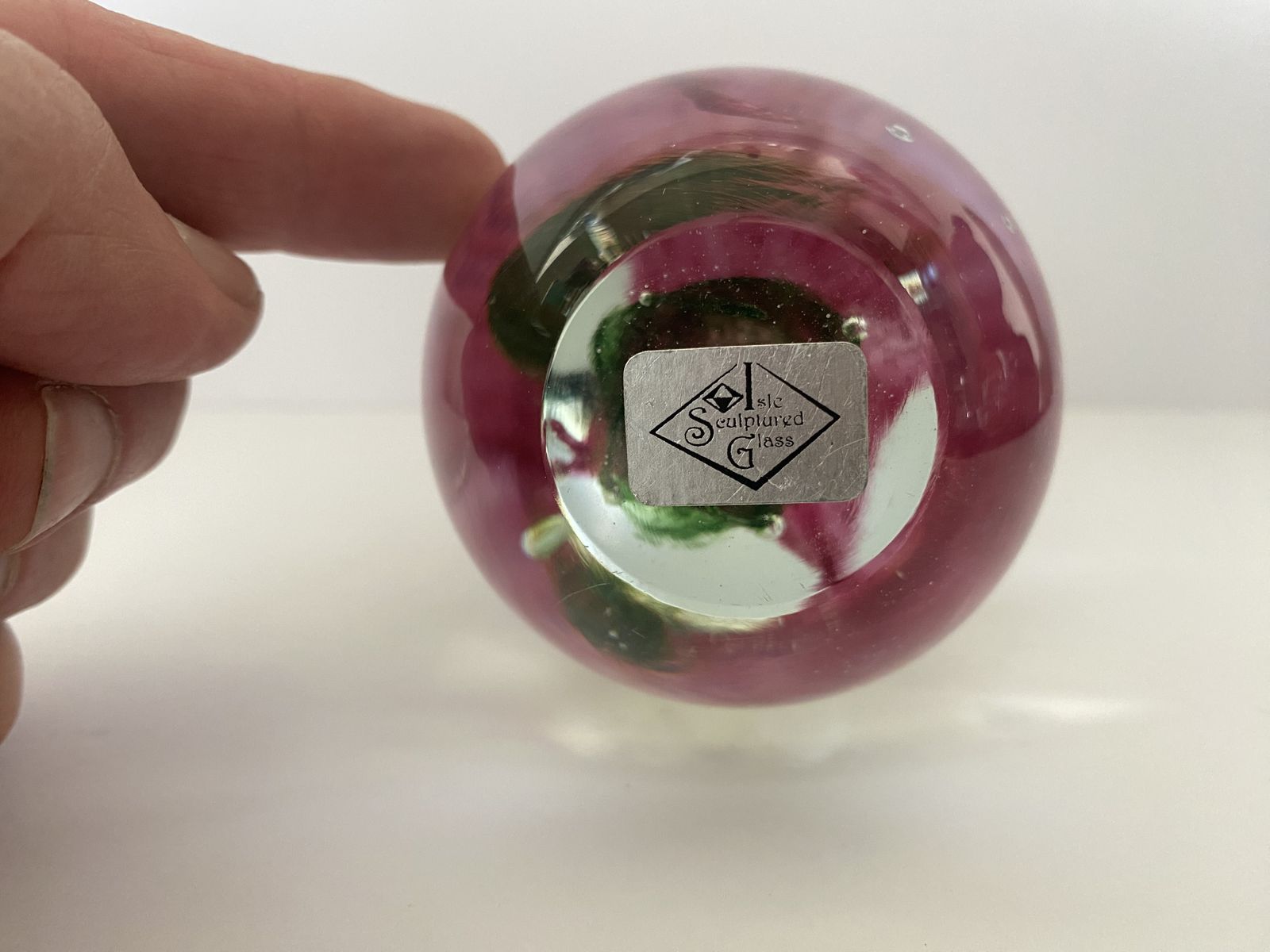 Paul Critchley, Isle Sculptured Glass, Floral Art Glass Paperweight photo vintage