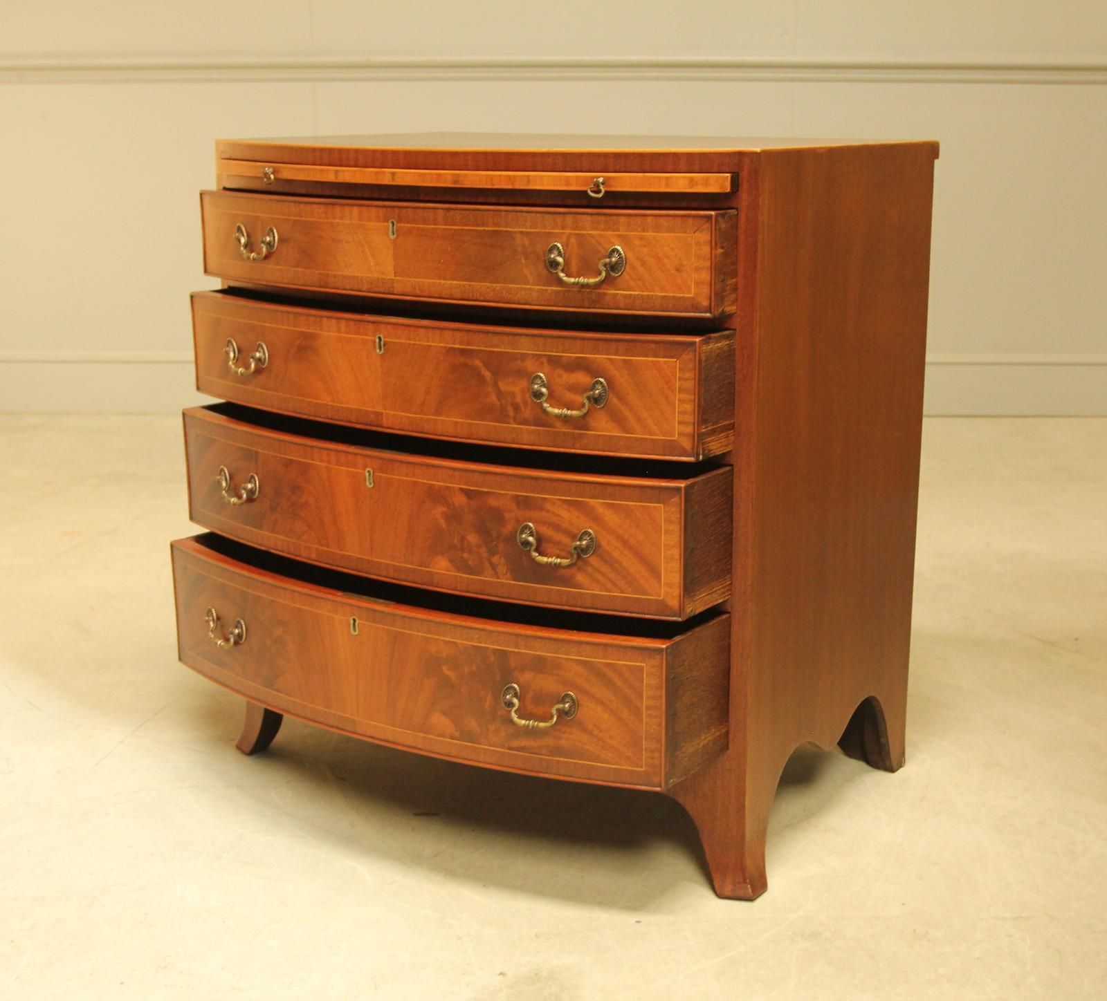 Early 20th Century Mahogany Bow Front Chest Of Drawers photo vintage