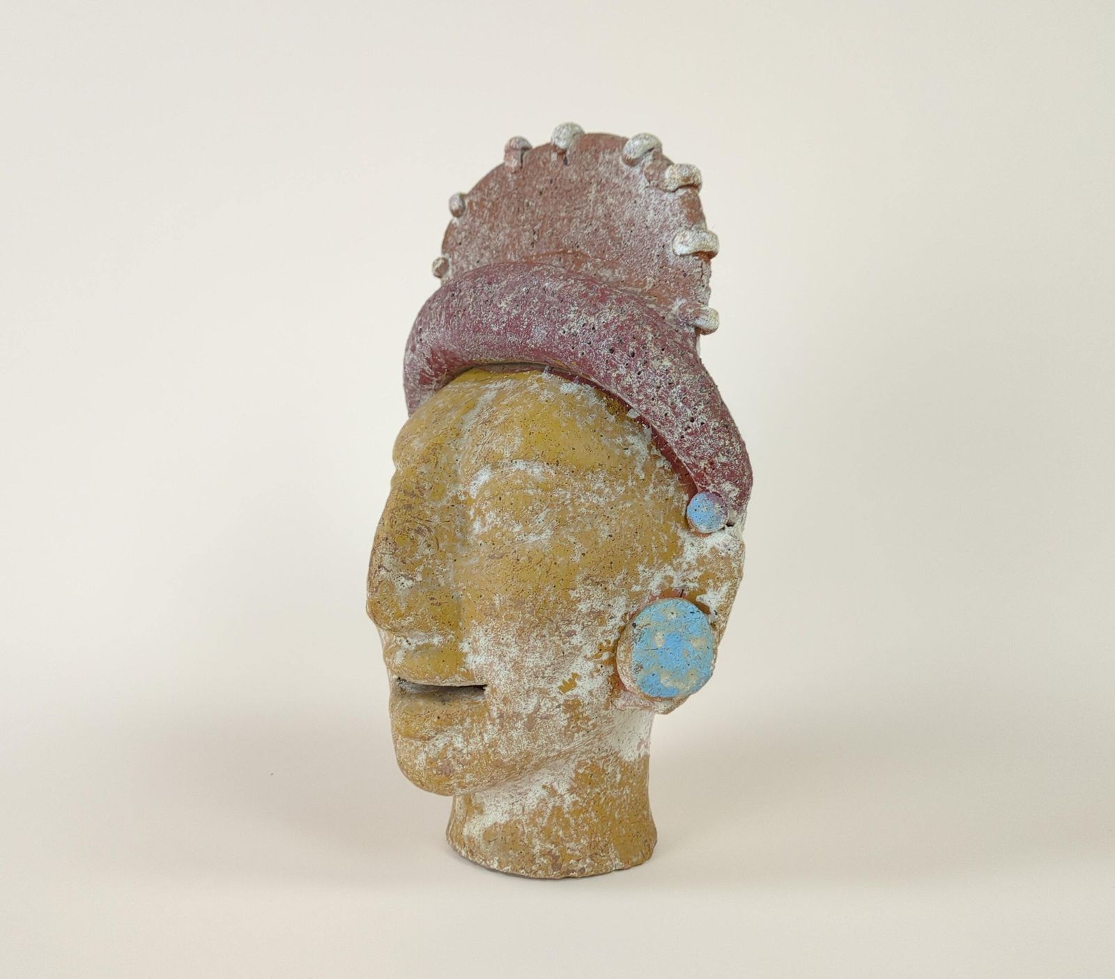 photo for sale Pre Columbian Style Female Head Fragment, Ancient Art Inspired Decor, Archaeological Pottery Replica, Tribal Art Collectible