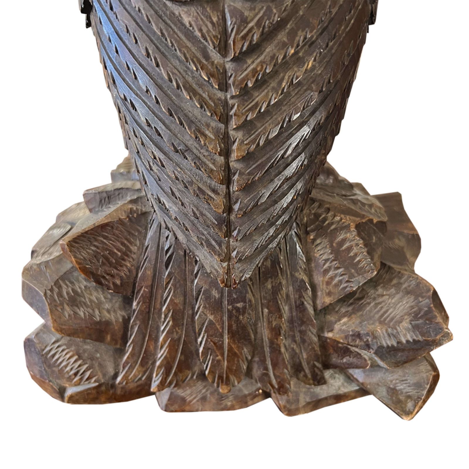 Swiss Black Forest Carved Owl With Glass Eyes, Early 1900s photo 1450.0