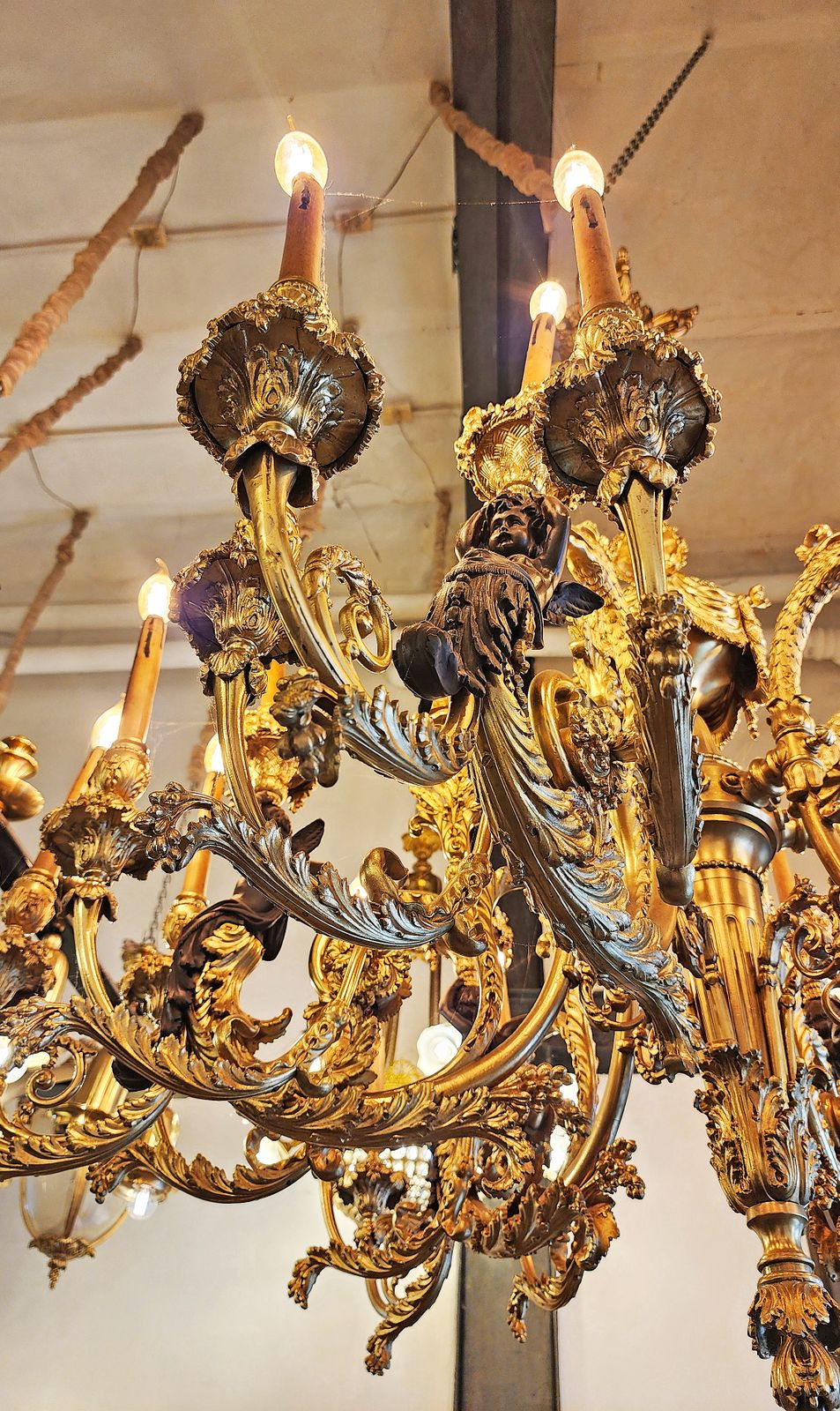 Late 19th Century French Napoleon III 24 Light Gilt Bronze Monumental Chandelier photo furniture