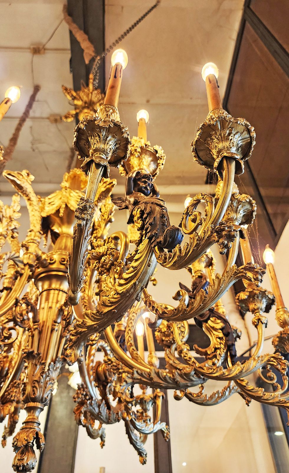 Late 19th Century French Napoleon III 24 Light Gilt Bronze Monumental Chandelier photo for sale