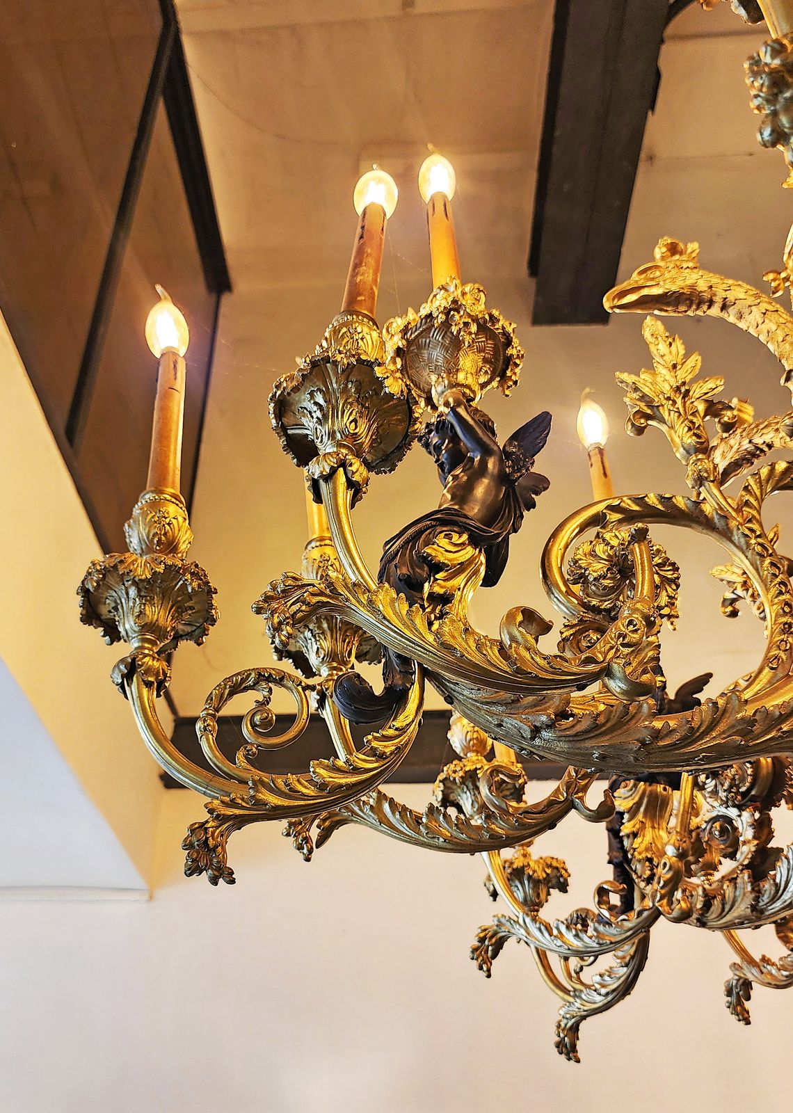 Late 19th Century French Napoleon III 24 Light Gilt Bronze Monumental Chandelier photo vintage