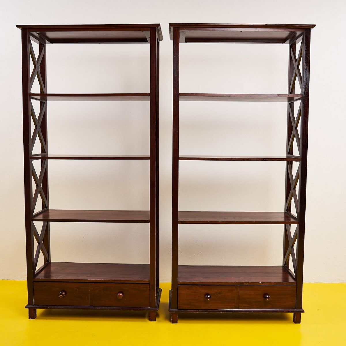 Pair Of 60s Solid Wood Bookcases