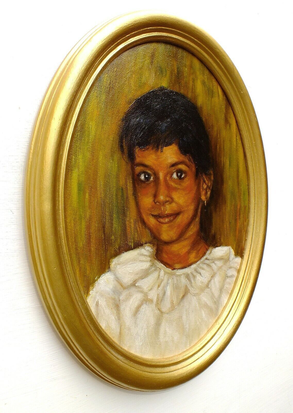 Young Indian Girl  Portrait Oil Painting Signed Framed Original Andi J Lucas photo Art