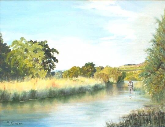Shannon River Ireland Irish Landscape Large Vintage Oil Painting Framed Original photo furniture