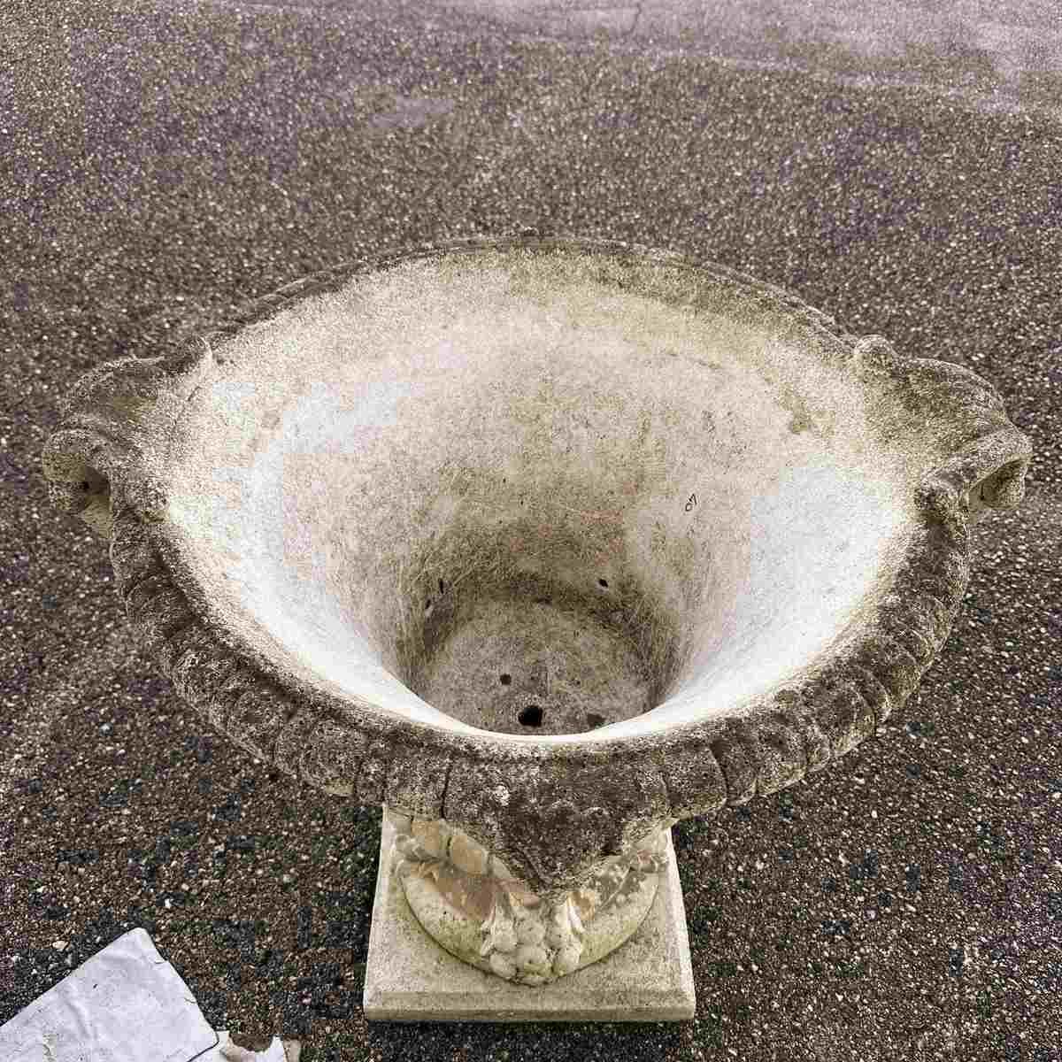 Large Stone And Cement Vase, A Majestic Presence To Decorate Gardens Or Courtyards With Classic Style. photo buy