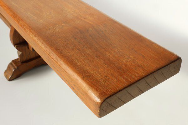 Antique French Long Elm Monastery Bench, 1850 photo for sale