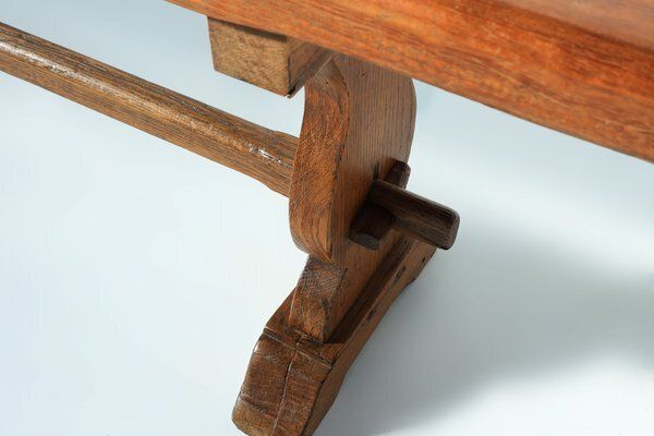 2610.0 Antique French Long Elm Monastery Bench, 1850 photo