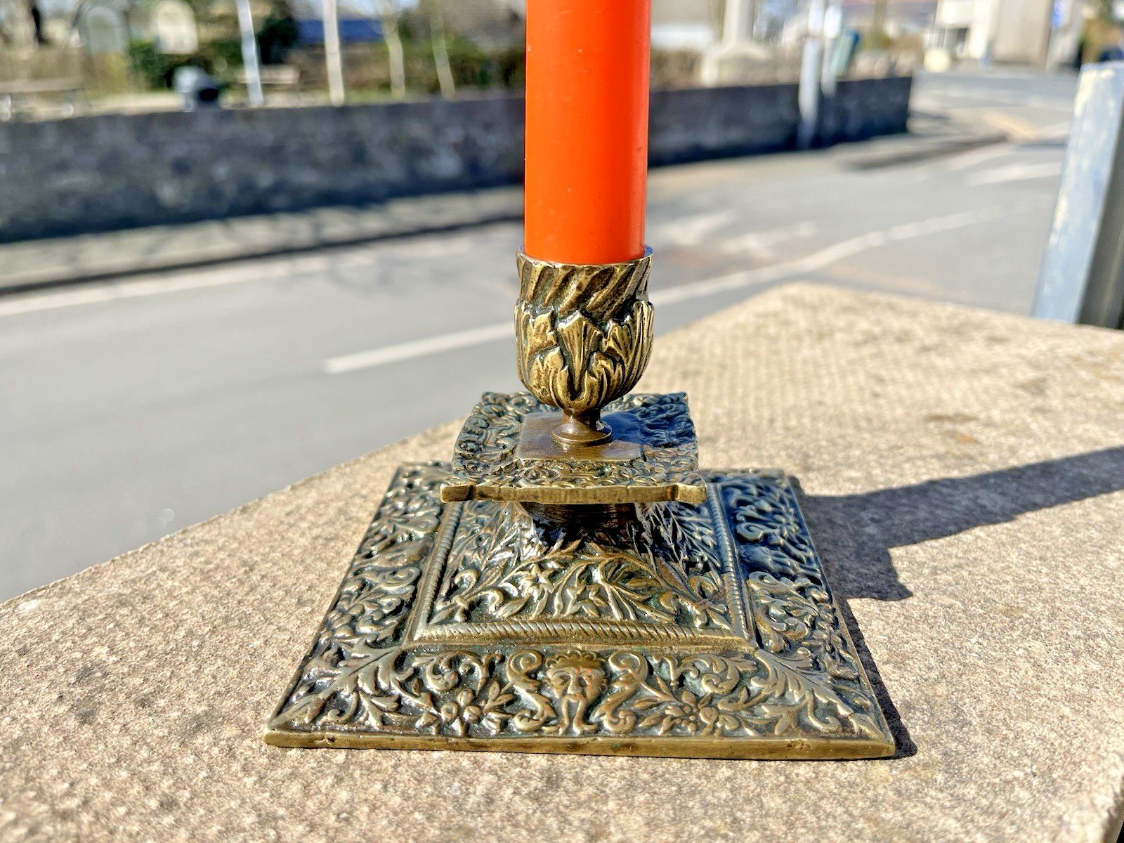 55.0 Quality Antique Brass Acanthus Candlestick Candle Holder William Tonks & Sons photo