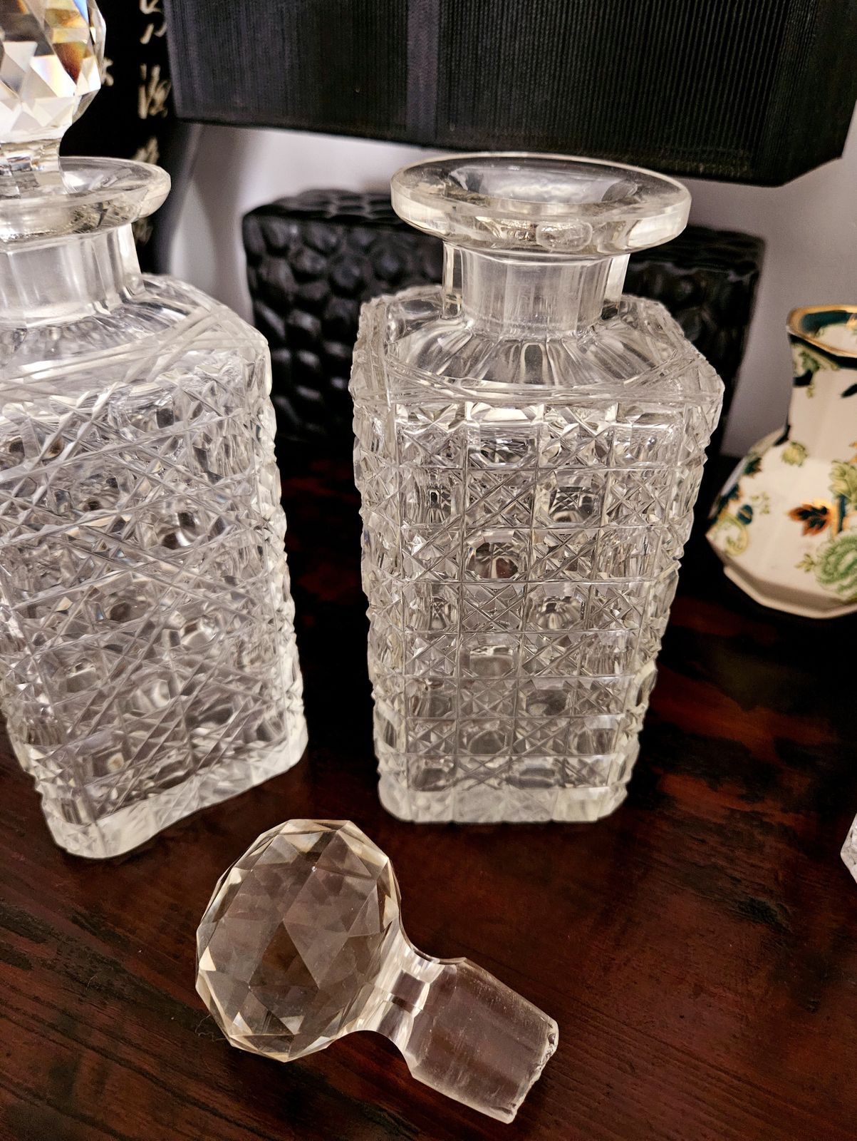 Rare And Exquisite Pair Of Ornate, Antique Crystal Decanters With Ball Stopper photo 189.0