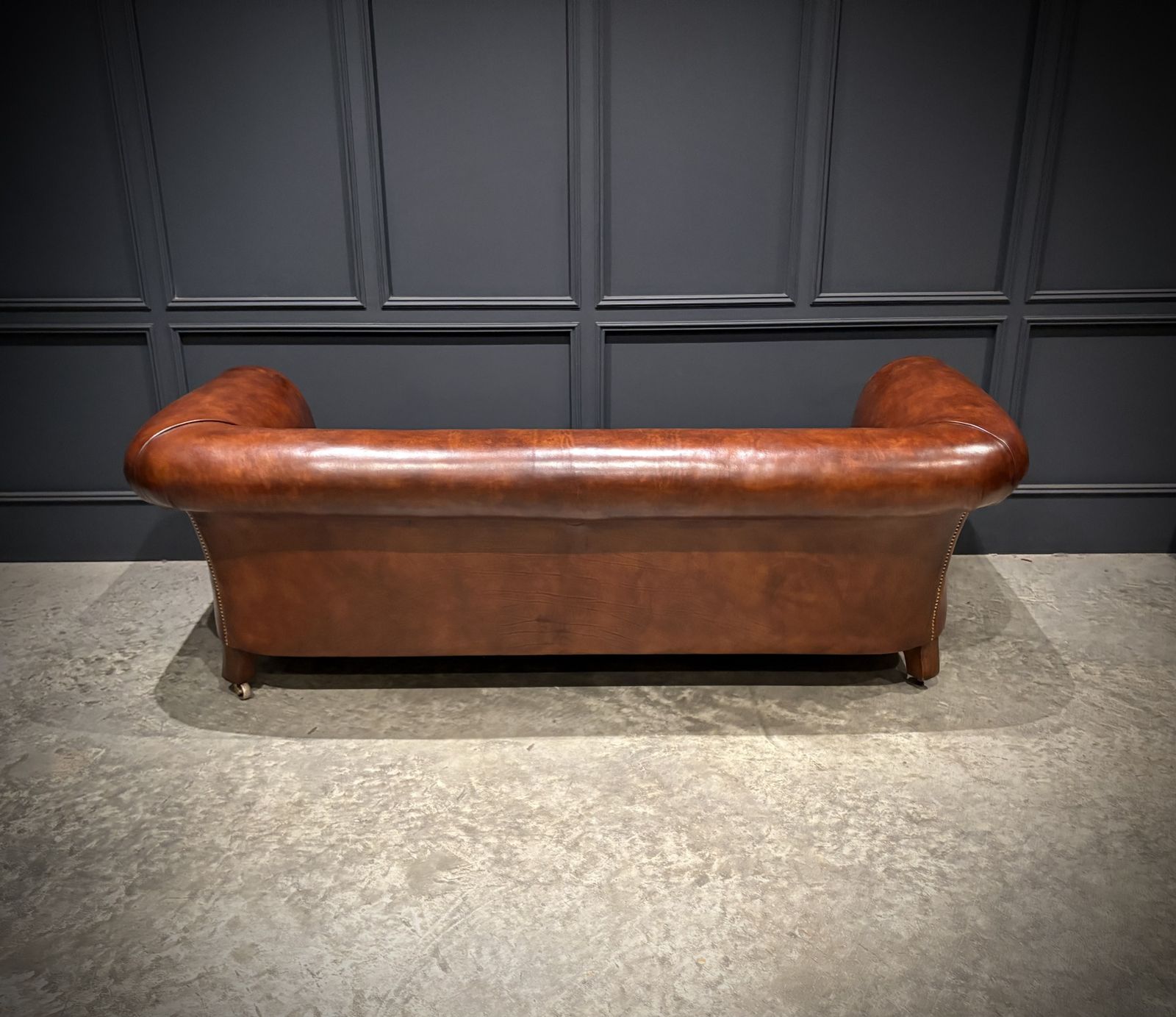 Genuine Victorian Brown Leather Sofa photo vintage